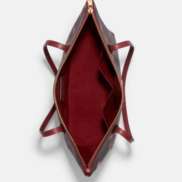 NWT COACH Zip Top Tote In Signature Canvas With Ornament Print Brown /Black Mult - Picture 11 of 16